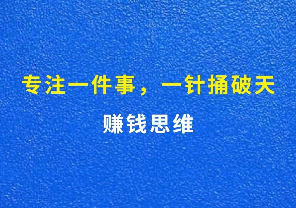 赚钱思维001：专注一件事，一针捅破天！