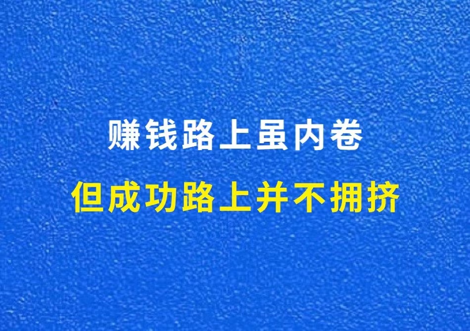 赚钱路上虽然很内卷，但成功路上并不拥挤