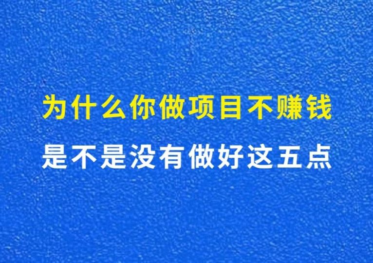 为什么你做项目不赚钱，是不是没做好这5点-财智副业社